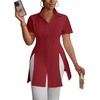 image:imageLYANER Womens Split Shirt Dress Collar V Neck Button Down Short Sleeve Sexy Mini Shirt DressesWine Red