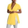 image:imageLYANER Womens Split Shirt Dress Collar V Neck Button Down Short Sleeve Sexy Mini Shirt DressesYellow