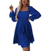 image:imageLYANER Womens Square Neck Lantern Long Sleeve Shirred Ruffle A Line Flowy Party Mini DressRoyal Blue