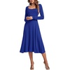 image:imageLYANER Womens Square Neck Long Sleeve Empire Waist A Line Flare Solid Midi DressSolid Royal Blue