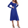 image:imageLYANER Womens Square Neck Long Sleeve Empire Waist A Line Flare Solid Midi DressSolid Royal Blue