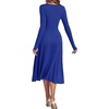 image:imageLYANER Womens Square Neck Long Sleeve Empire Waist A Line Flare Solid Midi DressSolid Royal Blue
