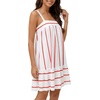 image:imageLYANER Womens Striped Spaghetti Strap Sleeveless Ruched Ruffle A Line Casual Mini DressRed