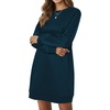 image:imageLYANER Womens Sweatshirt Dress Crewneck Long Sleeve Loose Fit Mini Sweat Shirt Dress with PocketsDenim Blue
