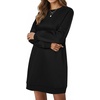 image:imageLYANER Womens Sweatshirt Dress Crewneck Long Sleeve Loose Fit Mini Sweat Shirt Dress with PocketsSolid Black