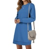 image:imageLYANER Womens Sweatshirt Dress Crewneck Long Sleeve Loose Fit Mini Sweat Shirt Dress with PocketsSolid Bright Blue