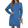 image:imageLYANER Womens Sweatshirt Dress Crewneck Long Sleeve Loose Fit Mini Sweat Shirt Dress with PocketsSolid Bright Blue