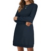 image:imageLYANER Womens Sweatshirt Dress Crewneck Long Sleeve Loose Fit Mini Sweat Shirt Dress with PocketsSolid Dark Blue