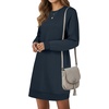 image:imageLYANER Womens Sweatshirt Dress Crewneck Long Sleeve Loose Fit Mini Sweat Shirt Dress with PocketsSolid Dark Blue