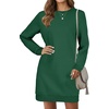 image:imageLYANER Womens Sweatshirt Dress Crewneck Long Sleeve Loose Fit Mini Sweat Shirt Dress with PocketsSolid Dark Green
