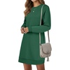 image:imageLYANER Womens Sweatshirt Dress Crewneck Long Sleeve Loose Fit Mini Sweat Shirt Dress with PocketsSolid Dark Green