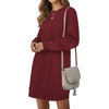 image:imageLYANER Womens Sweatshirt Dress Crewneck Long Sleeve Loose Fit Mini Sweat Shirt Dress with PocketsWine Red