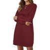 image:imageLYANER Womens Sweatshirt Dress Crewneck Long Sleeve Loose Fit Mini Sweat Shirt Dress with PocketsWine Red