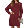 image:imageLYANER Womens Sweatshirt Dress Crewneck Long Sleeve Loose Fit Mini Sweat Shirt Dress with PocketsWine Red
