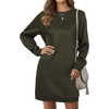 image:imageLYANER Womens Sweatshirt Dress Crewneck Long Sleeve Sweat Shirt Loose Fit Mini Dresses with Pockets Army Green Medium
