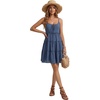 image:imageLYANER Womens Swiss Dot Spaghetti Strap Tie Smocked Tiered Flowy Beach Vacation Mini SundressDark Blue