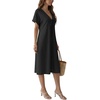 image:imageLYANER Womens Tie Front Deep V Neck Ruffle Short Sleeve A Line Sexy Midi DressBlack