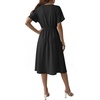 image:imageLYANER Womens Tie Front Deep V Neck Ruffle Short Sleeve A Line Sexy Midi DressBlack