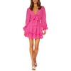 image:imageLYANER Womens Tie Front Plunge V Neck Ruffle Layer Long Sleeve Sexy Mini DressRose