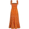 image:imageLYANER Womens Tie Shoulder Strap Square Neck Sleeveless Tie Waist Side Split Slit Printed Midi DressOrange
