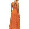 image:imageLYANER Womens Tie Shoulder Strap Square Neck Sleeveless Tie Waist Side Split Slit Printed Midi DressOrange