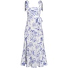 image:imageLYANER Womens Tie Shoulder Strap Square Neck Sleeveless Tie Waist Side Split Slit Printed Midi DressPure Light Purple