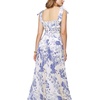 image:imageLYANER Womens Tie Shoulder Strap Square Neck Sleeveless Tie Waist Side Split Slit Printed Midi DressPure Light Purple