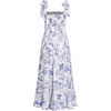 image:imageLYANER Womens Tie Shoulder Strap Square Neck Sleeveless Tie Waist Side Split Slit Printed Midi DressPure Light Purple