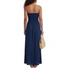 image:imageLYANER Womens Tube Strapless Smocked Side Split A Line Cocktail Party Maxi DressNavy Blue