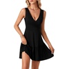 image:imageLYANER Womens Wrap V Neck Sleeveless Sundress Casual Summer Flare A Line Tank Dress Black Medium