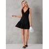 image:imageLYANER Womens Wrap V Neck Sleeveless Sundress Casual Summer Flare A Line Tank Dress Black Medium