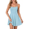 image:imageLYANER Womens Adjustable Spaghetti Straps Mini Dress Backless A Line Flowy Fit and Flare Cami Slip Short DressesLight Blue