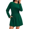 image:imageLYANER Womens Casual Long Sleeve Crewneck Elastic Waist Sweatshirt Short Dress with PocketsDark Green