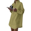 image:imageLYANER Womens Casual Shirt Dress Collar V Neck Button Down Loose Long Sleeve Mini DressesBean Green