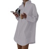image:imageLYANER Womens Casual Shirt Dress Collar V Neck Button Down Loose Long Sleeve Mini DressesLight Gray