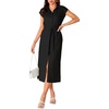 image:imageLYANER Womens Collar Neck Belted High Split Sleeveless Side Pocket Office Midi DressBlack