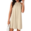 image:imageLYANER Womens Halter Neck Sleeveless A Line Ruched Chiffon Flowy Casual Beach Mini DressBeige