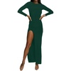 image:imageLYANER Womens Mock Neck Long Sleeve Slit Split Hem Cocktail Party Long DressDark Green