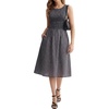 image:imageLYANER Womens Round Neck Sleeveless Smocked Ruffle A Line Casual Midi Dress with PocketsNavy Blue