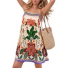 image:imageLYANER Womens Satin Floral Boho Spaghetti Strap Sleeveless Beach Vacation Mini SundressChampagne