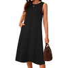 image:imageLYANER Womens Sleeveless Dress Crewneck A Line Loose Beach Midi Tank Dresses with PocketsBlack