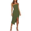 image:imageLYANER Womens Spaghetti Straps Split Slit Hem Sleeveless Bodycon Cocktail Party Midi DressArmy Green