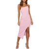 image:imageLYANER Womens Spaghetti Straps Split Slit Hem Sleeveless Bodycon Cocktail Party Midi DressBaby Pink