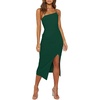 image:imageLYANER Womens Spaghetti Straps Split Slit Hem Sleeveless Bodycon Cocktail Party Midi DressDark Green