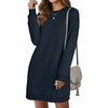 image:imageLYANER Womens Sweatshirt Dress Crewneck Long Sleeve Loose Fit Mini Sweat Shirt Dress with PocketsSolid Dark Blue