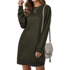 image:imageLYANER Womens Sweatshirt Dress Crewneck Long Sleeve Sweat Shirt Loose Fit Mini Dresses with Pockets Army Green Medium