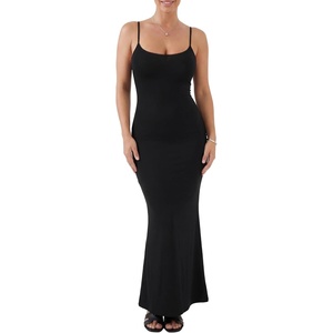 image:imageLYANER Womens Spaghetti Strap Backless Bodycon Wedding Guest Maxi Slip DressesBlack