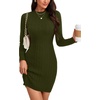 image:imageLYANER Womens Cable Knit Bodycon Dress Crewneck Knit Long Sleeve Cocktail Mini Sweater DressesArmy Green