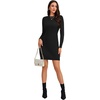 image:imageLYANER Womens Cable Knit Bodycon Dress Crewneck Knit Long Sleeve Cocktail Mini Sweater DressesBlack