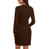 image:imageLYANER Womens Cable Knit Bodycon Dress Crewneck Knit Long Sleeve Cocktail Mini Sweater DressesDark Brown